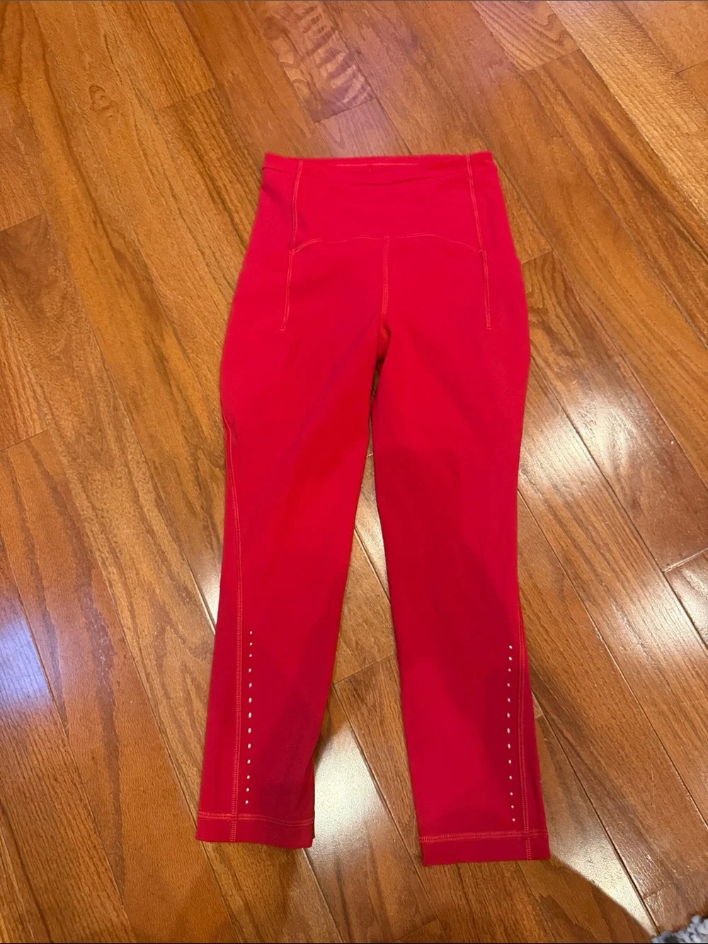 lululemon athletica Bright Red Capri Leggings with Reflective Dots